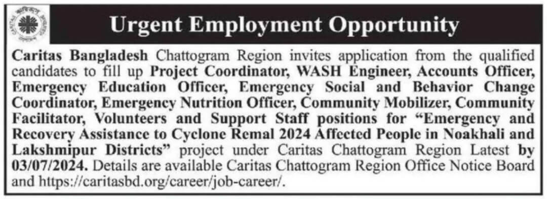 Caritas Bangladesh Job Circular