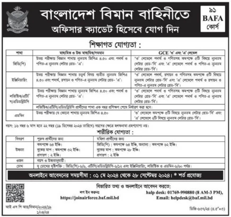 Bangladesh Air Force Job Circular