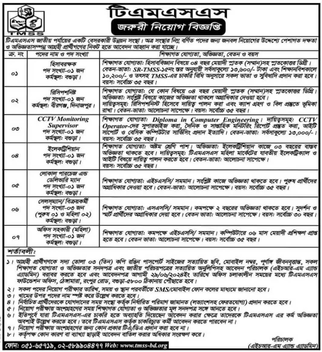 TMSS NGO Job Circular