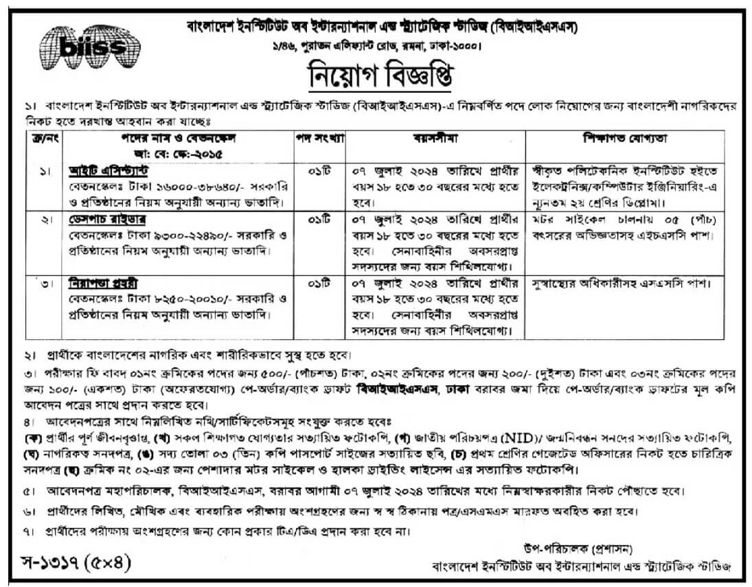 BIISS Job Circular