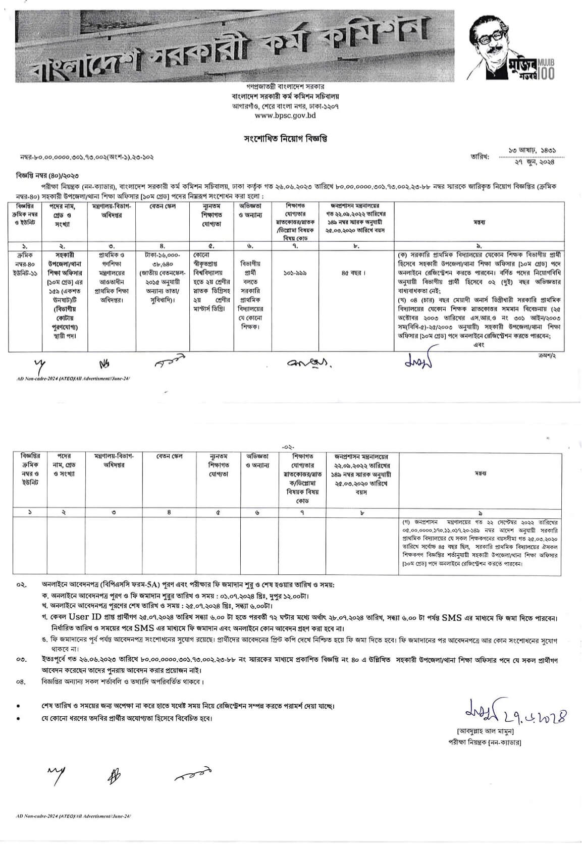 Directorate of Primary Education Job Circular