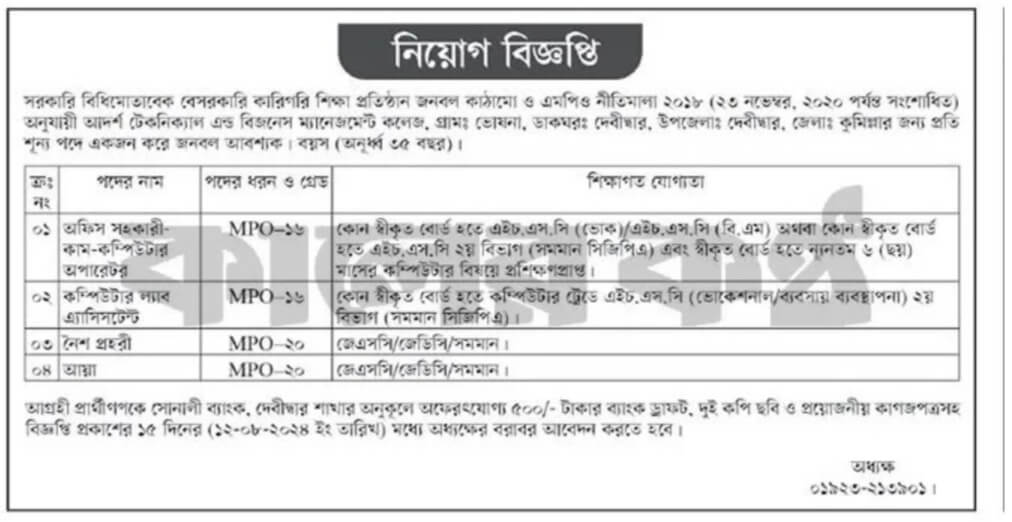 All School and College Job Circular