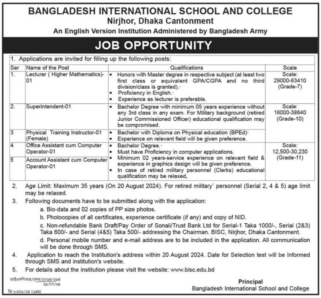 All School and College Job Circular