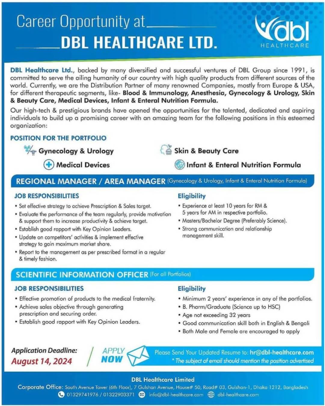 DBL Pharmaceuticals Job Circular