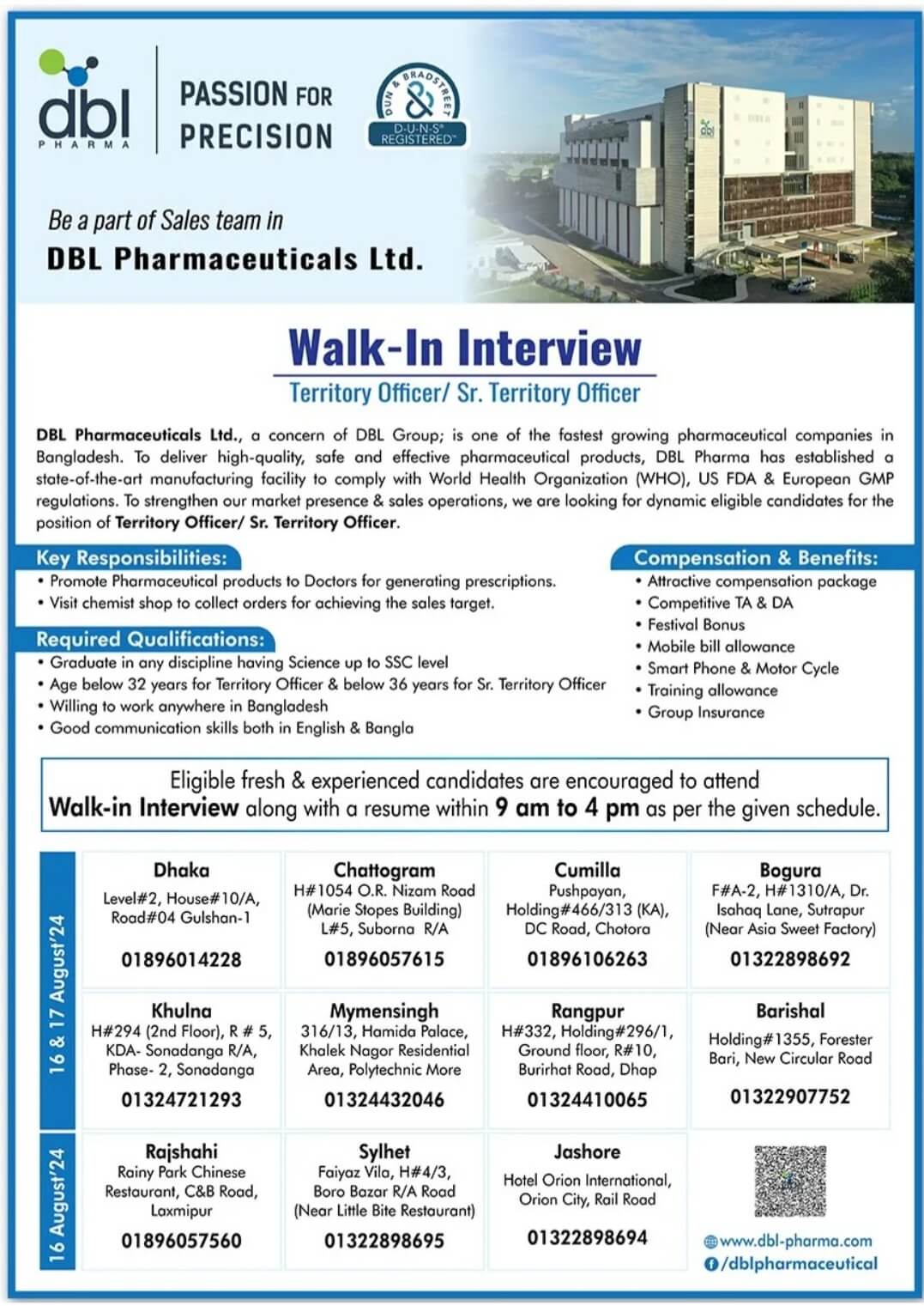 DBL Pharmaceuticals Job Circular